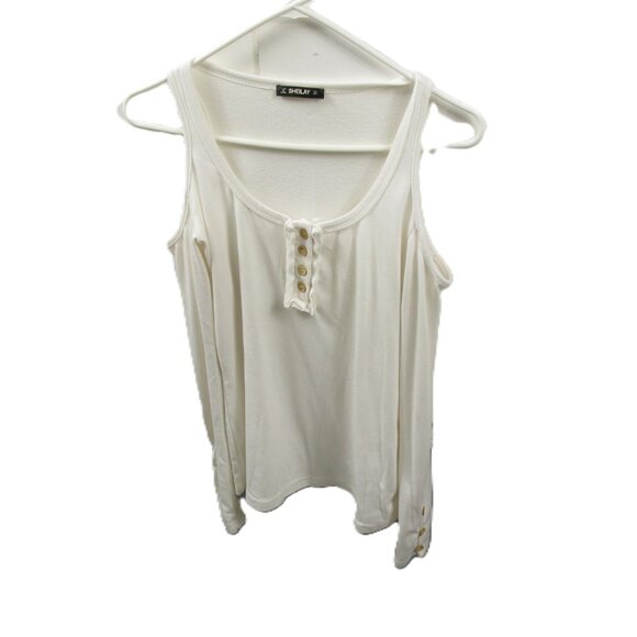 Sheilay White Cold Shoulder Long Sleeve Knit Top Size Large - Picture 2 of 6